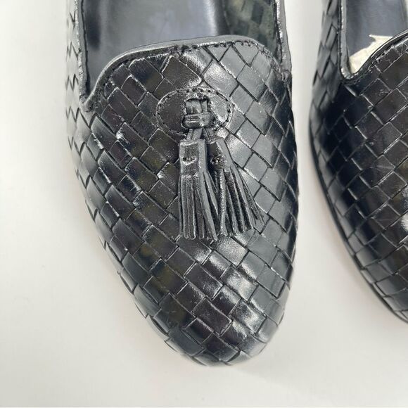 Vintage Pappagallo Women’s Black Woven Leather Tassel Fringe Loafers Size 6.5 - Picture 6 of 17